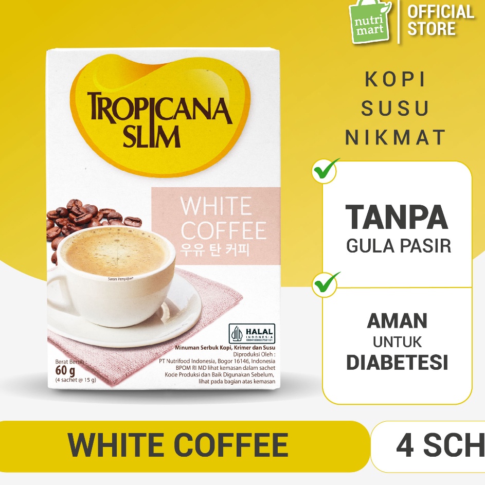 

WCYR8052 Tropicana Slim White Coffee 4 Sachet - Kopi Susu Nikmat Tanpa Gula Pasir