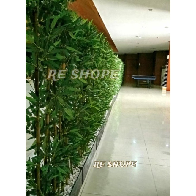 Bunga Plastik Artificial Hias Pohon Partisi Bambu Rimbun Daun