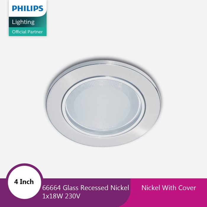 Philips Glass Recessed Nickle 13804 1x18W 230V