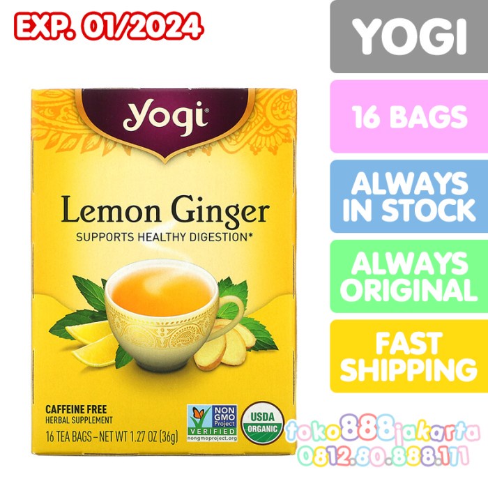 

YOGI TEA LEMON GINGER CAFFEINE FREE TEH HERBAL ORGANIK