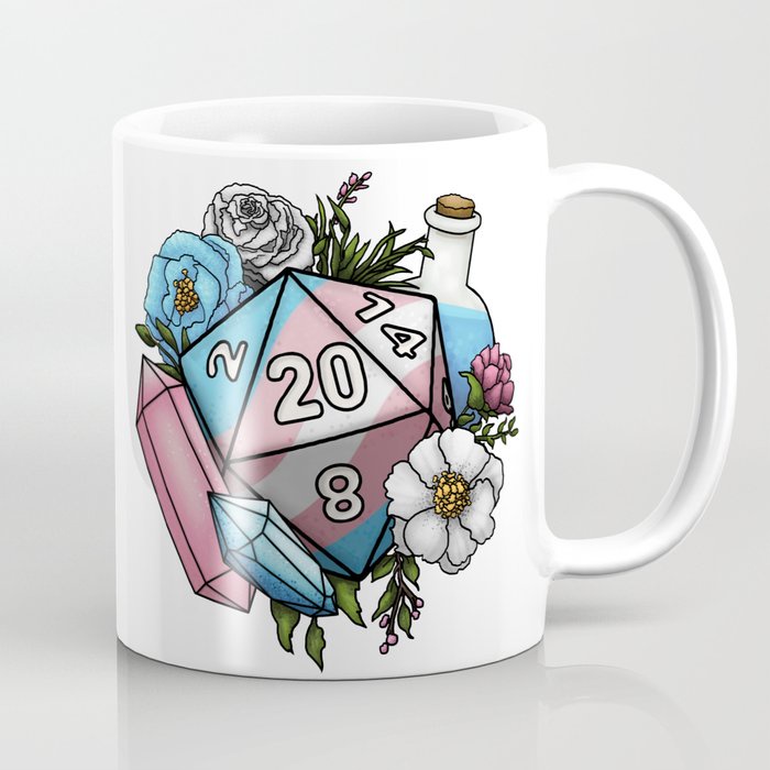 Mug Kopi Dadu Gaming RPG Meja Pride Transgender D20