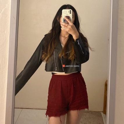 Best Prooduk JNK x LATI - Jaket Semi Kulit Sintetis Viena Premium Crop Top Women Black Hitam Faux Sy