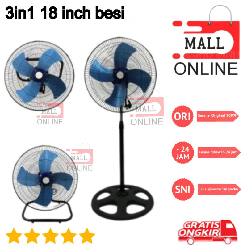 HARGA DISKON AOYAMA kipas angin 3in1 (berdiri/meja/dinding) 18 inch