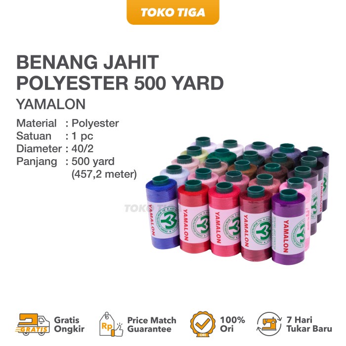 

Benang Jahit Polyester 500 Yard 450 Meter 40/2 Merek YAMALON - Set B