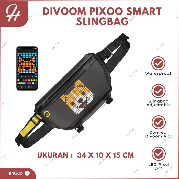 DIVOOM PIXOO SLINGBAG BUILT-IN LED SCREEN TAS SELEMPANG SLINGBAG LED