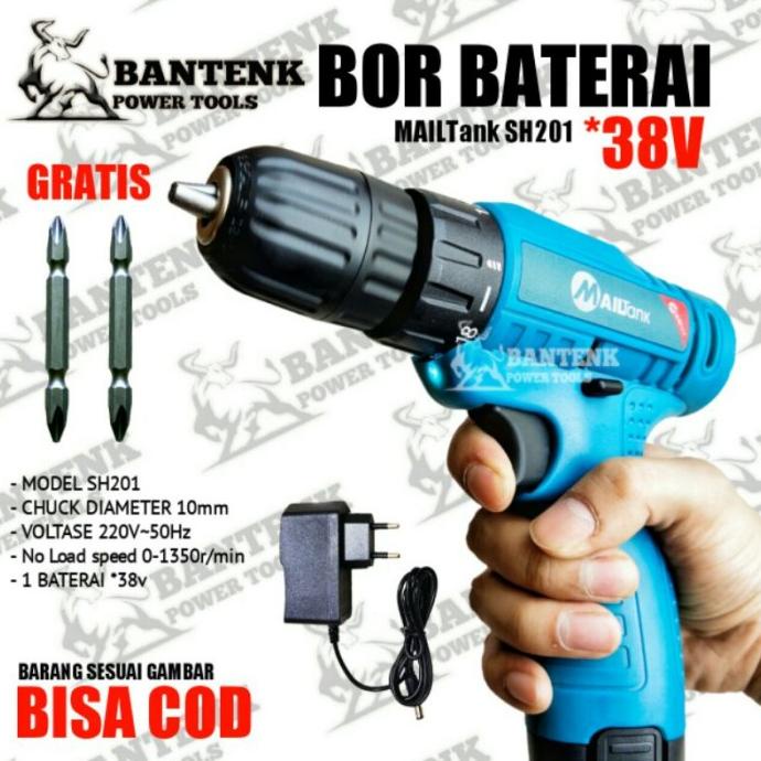 COD. MESIN BOR BATERAI 38V MAILTANK SH201. BOR BAJA RINGAN, BESI, KELVINPRAMA5
