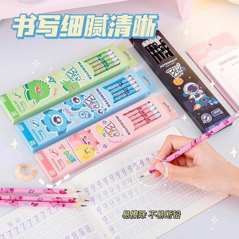 

BEST 1 LUSIN 12 PCS PENSIL 2B MOTIF KARTUN + PENGHAPUS / PENCIL CUTE CARTOON MURAH MERIAH PGS