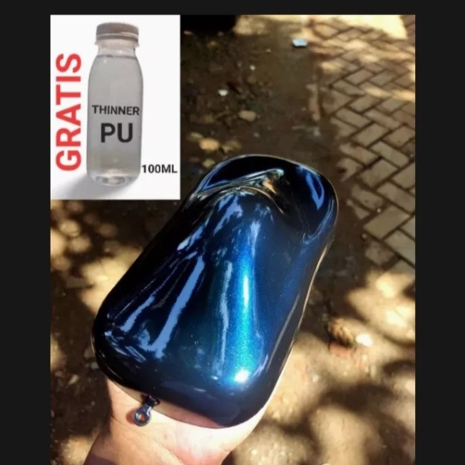 Promo Cat Black Sappir Blue 200 Mili + Tiner Pu Cat Dasar Mobil Motor Speda