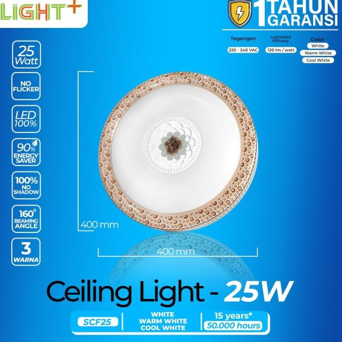 Lampu LED Ceiling Plafon Outbow Downlight 25w 3 Warna - Warm White