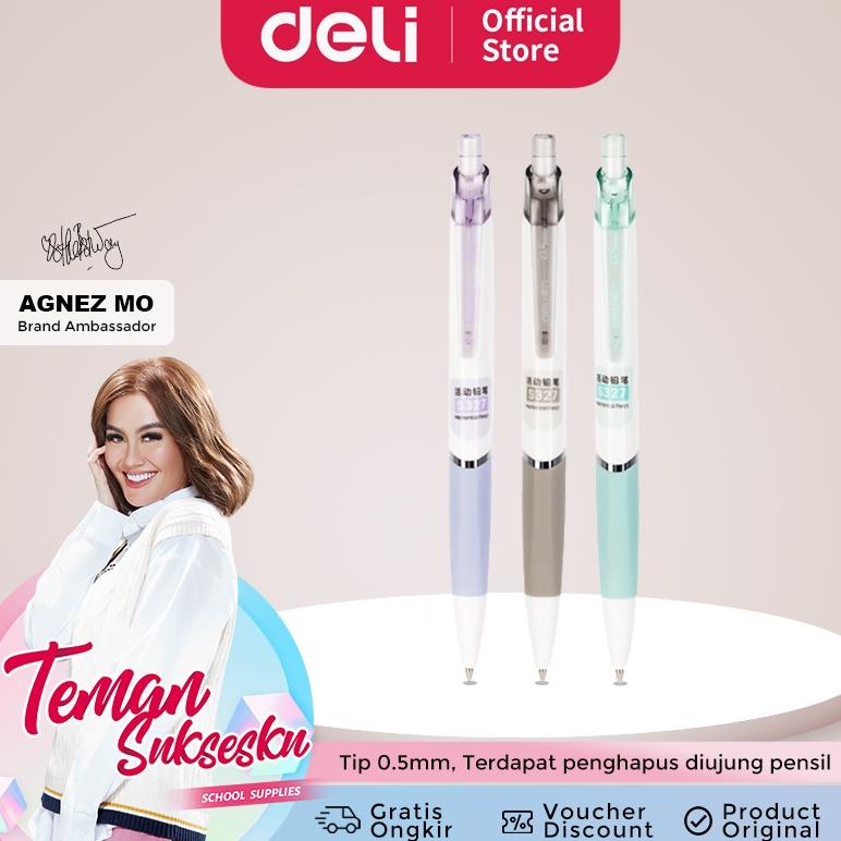 

Deli Propelling Pencil Pensil Mekanik Cetek Tip 0.5 mm Dilengkapi Klip S327