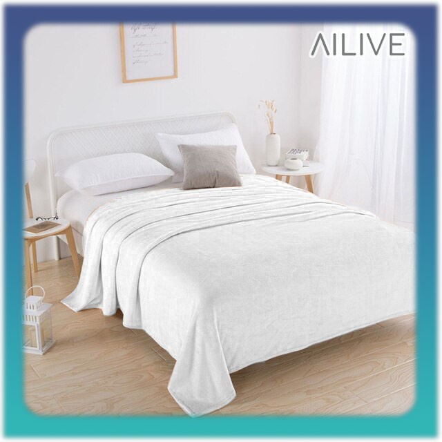 selimut Selimut Bulu Halus Polos Dewasa Size Jumbo Lembut Hangat Tebal Ringan - Putih, 180(B0O8) sel