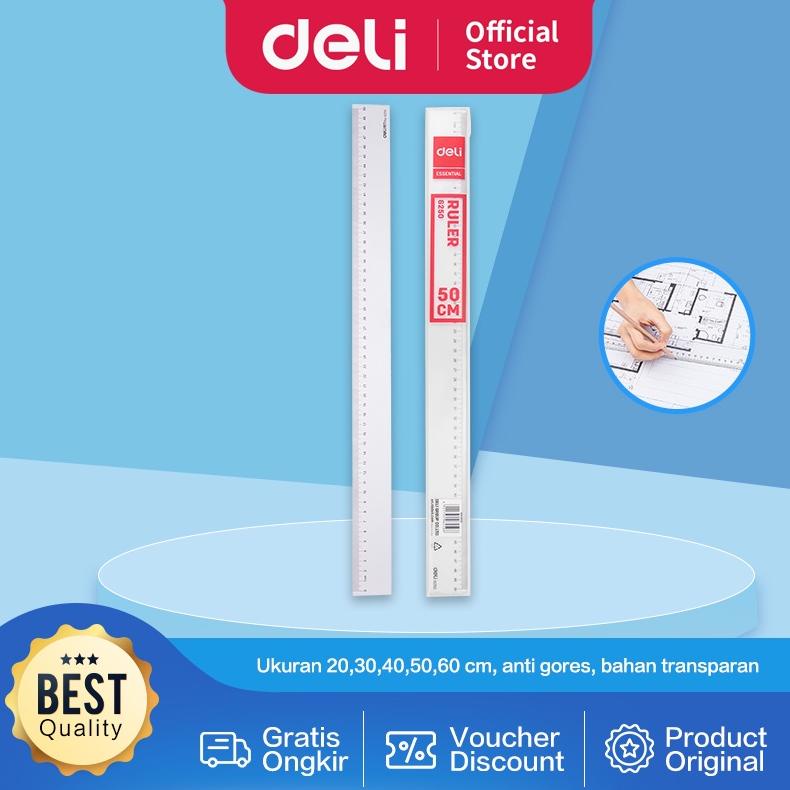 

Deli Penggaris Kualitas tinggi tranparant pengukuran akurat 20/30/40/50/60cm E6220