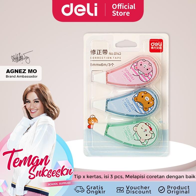 

Deli Correction Tape Tip ex Kertas 3pcs/pack 6mx55mm 8143