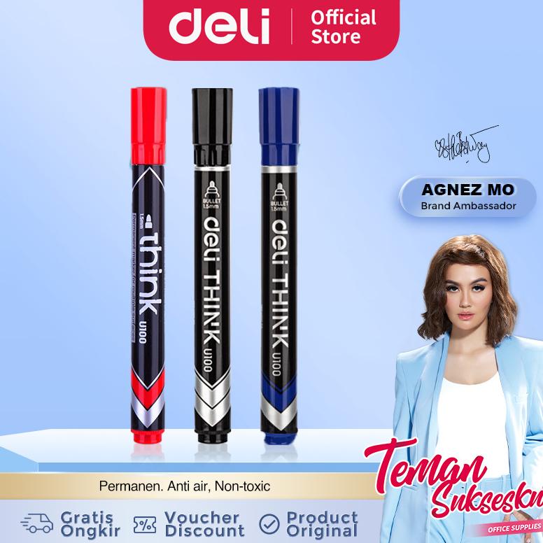 

Deli Spidol Permanen Marker 3 Warna 1.5mm Cepat Kering, Tahan Air, Tidak Beracun EU100X0