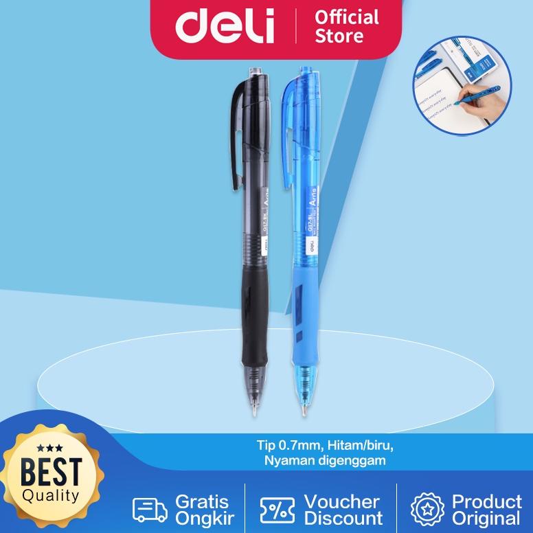 

Deli Ballpoint Pen / Bolpoin Pulpen 0.7mm Tinta Hitam & Biru Isi 12 pcs Penulisan Halus Pegangan Nyaman EQ17