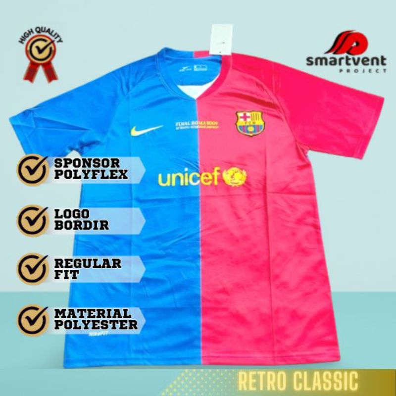 Jersey Bola Retro Barca Final UCL 2009 High Quality Grade Ori