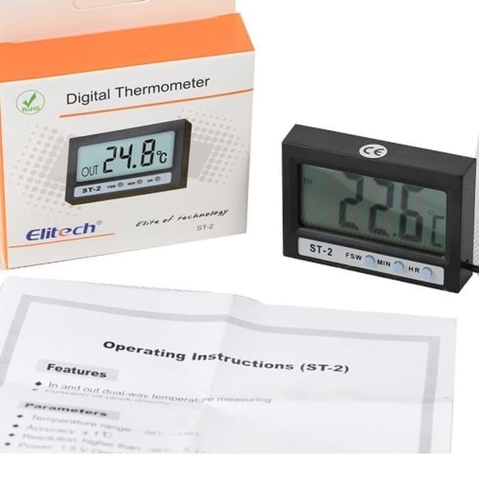 Terlaris Thermometer Kulkas Digital Elitech St-2 Alat Ukur Suhu Temperatur