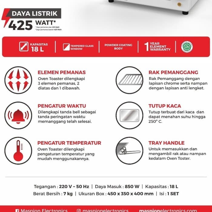 Maspion Oven Listrik Mot-600