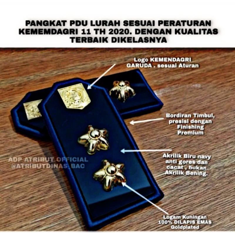 pangkat Pdu lurah terbaru biru navy akrilik melati 2 Kemendagri excellent mewah