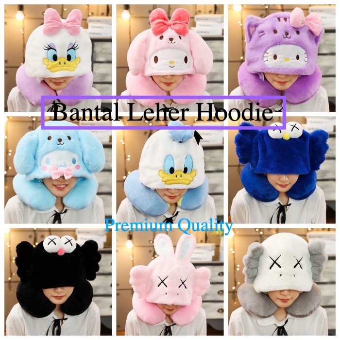Promo Bantal Leher Hoodie Karakter Disney Melody Lucu U-Shaped Travel