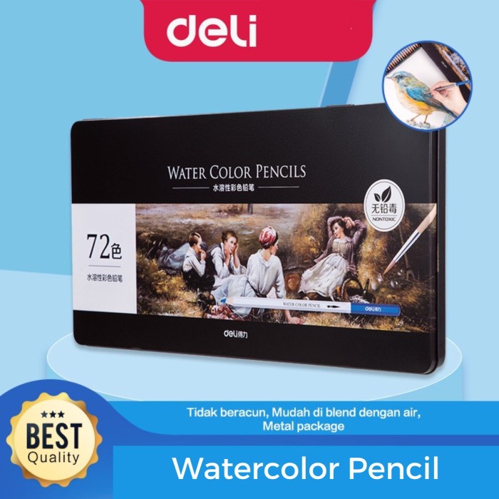 

Terlaris Deli Pensil Warna Cat Air / Watercolor Pencil - 72/48/36/24 Warna
