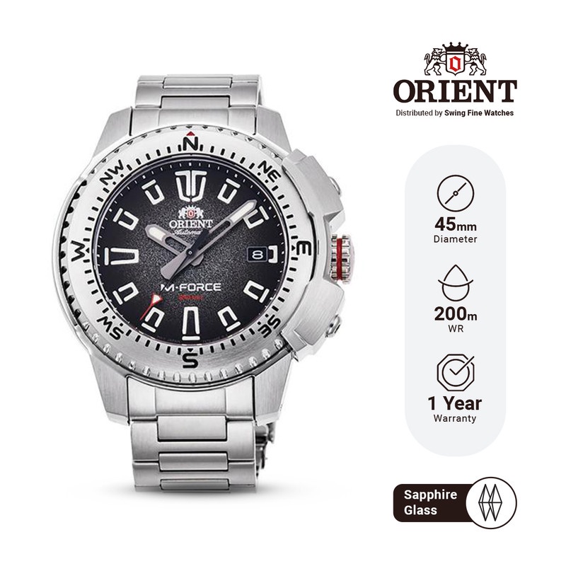 Jam Pria ORIENT RA-AC0N01B M-Force Automatic Sapphire Glass Stainless Steel Original