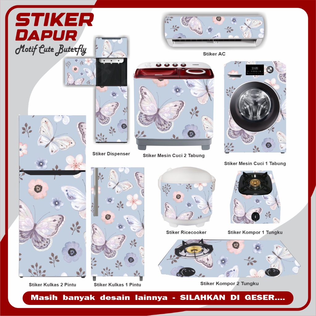 Stiker Kulkas Ac Kompor Mesin cuci Motif Bunga2 Cute 39 0.299654970783161