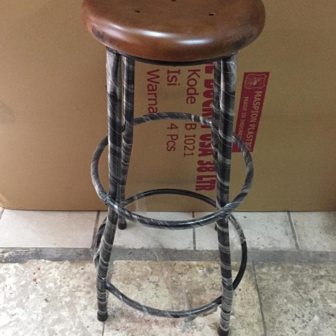 ```````] Kursi Kayu Besi Tinggi Cafe 75 Cm