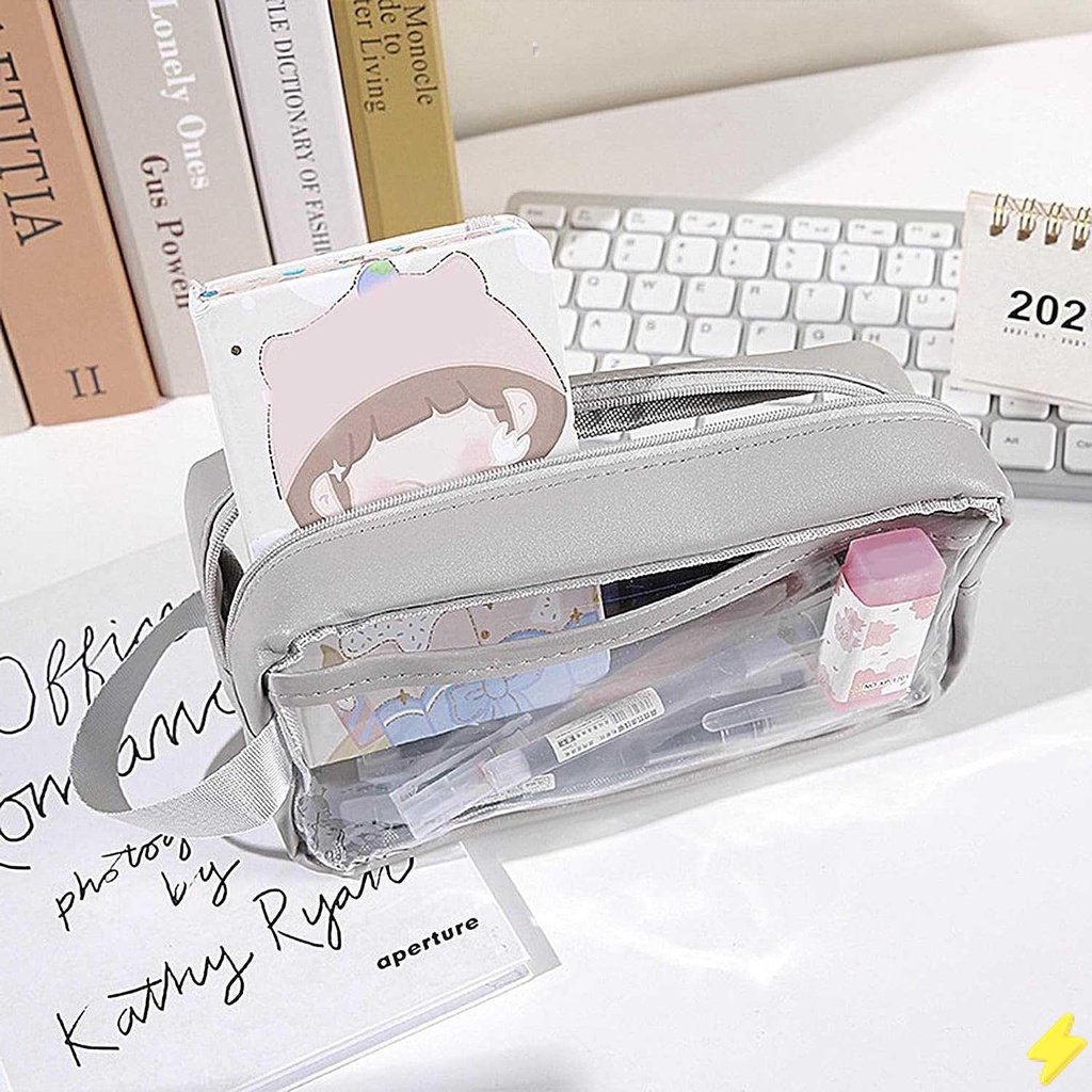 

[PROMO] WAASOSCON Tempat Pensil Waterproof Clear Zipper Bag Pencil Case - WA21