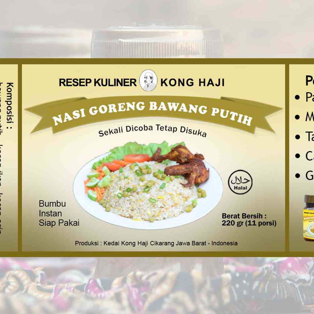 

Bumbu Nasi Goreng Bawang Putih 220 Gr (Untuk 11 Porsi)