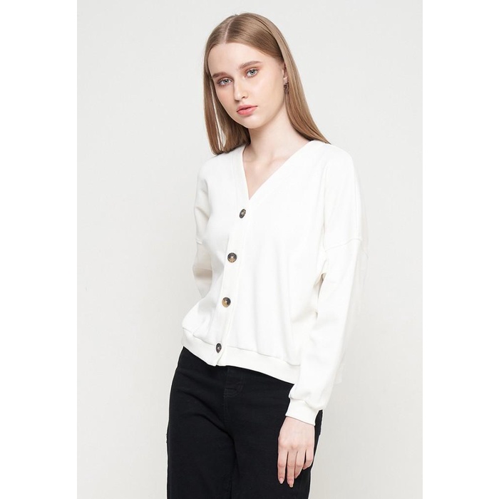 GEELA OFFICIAL - GEELA CARDIGAN RIB WHITE (G.6220) - CARDIGAN WANITA