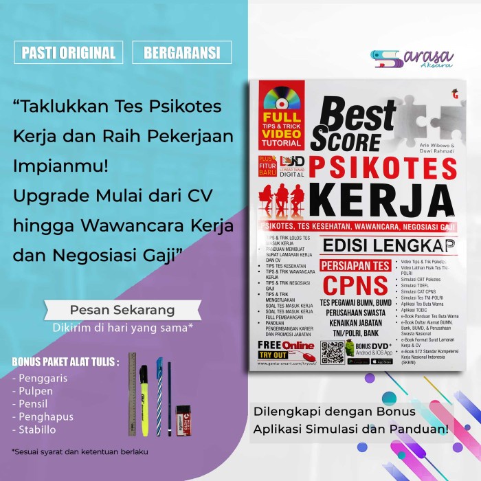 

NEW BUKU TES PSIKOTES : BEST SCORE PSIKOTES KERJA TERLENGKAP