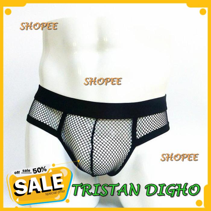CELANA DALAM  PRIA SEXY PREMIUM / CD PRIA SEXY TRANSPARAN BRIEF FISHNET HITAM PUTIH CELANA DALAM PRI