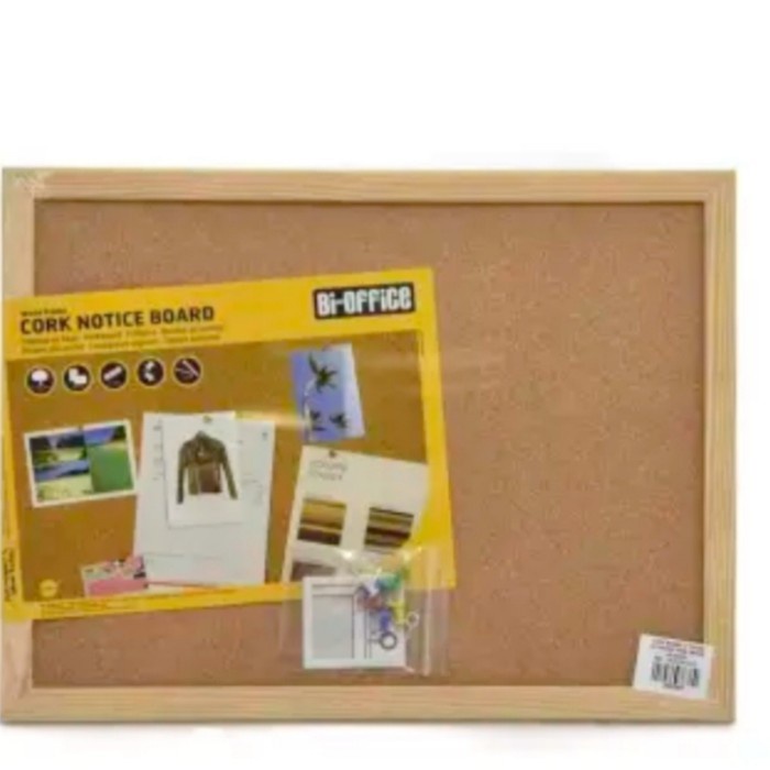 

Pin Board / Papan Mading Kayu Bi-Silque Cork Board Papan 60X45Cm Berkualitas