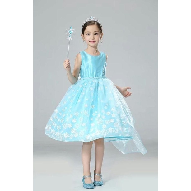 New Baju Anak Dress Kostum Frozen Elsa Sifon Halus (04) Termurah Original