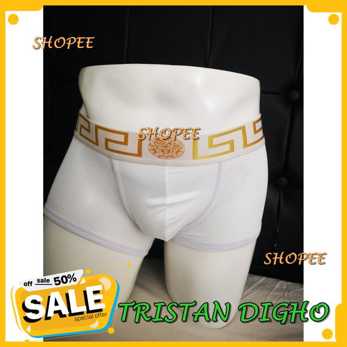 BOXER BRIEF VERSACE, CELANA DALAM PRIA TRANSPARAN FISHNET SEXY /CELANA BOXER PRIA / BOXER PRIA BRIEF