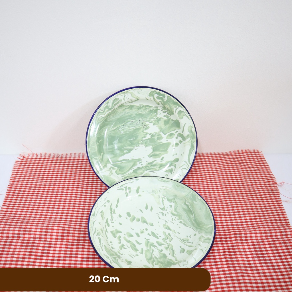 Izuma Piring Enamel Blirik Jadul / Piring Seng Enamel Antik Motif Marble