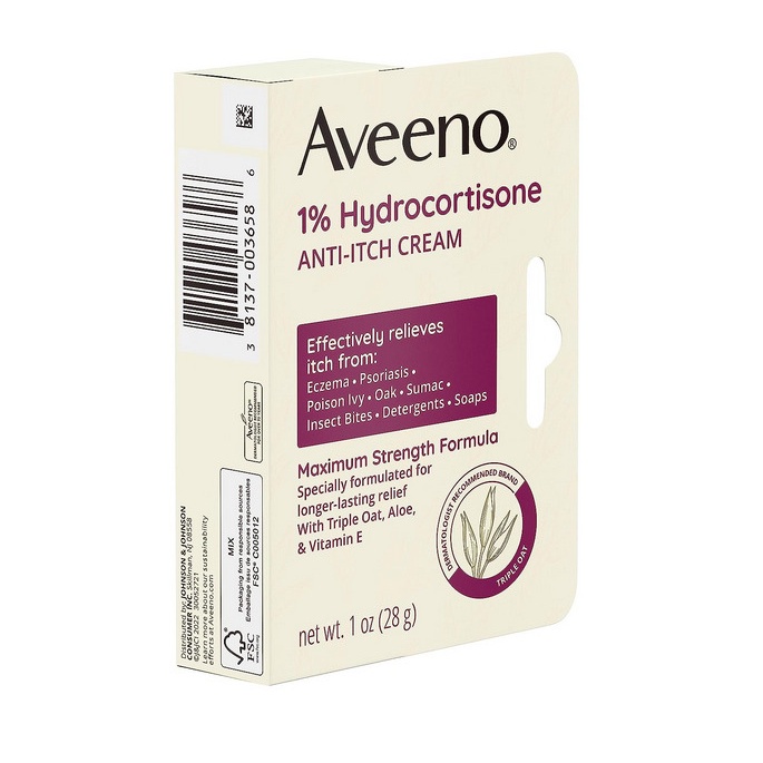 Aveeno Anti Itch Cream Naturals 1% Hydrocortisone 1 Oz (28Gr)