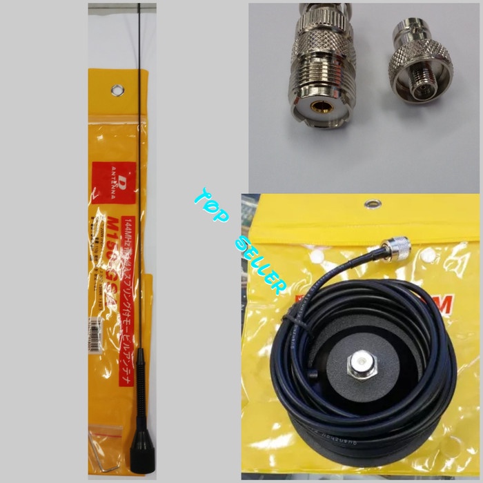 Original Paket Magnet Rig Mobil/Ht Plus Antena Bonggol Hitam Dan Konector Ht