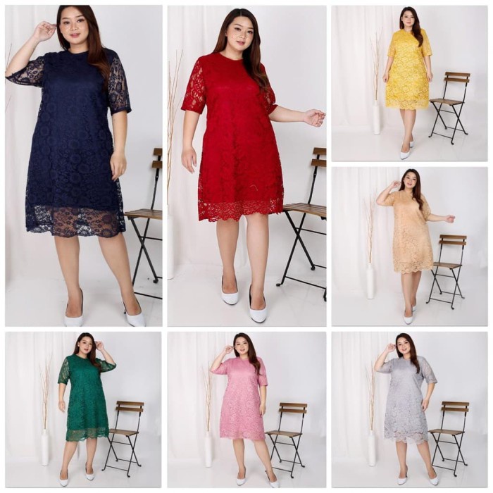 Dress Big Size Brukat Jumbo Dres Brokat XXL Bigsize XXXL Dress Natal