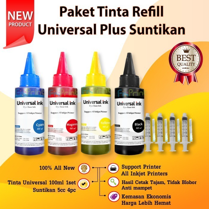 

PAKET TINTA 4 WARNA 100ML REFILL CANON IP2770 MG2570S TR4570S MP287