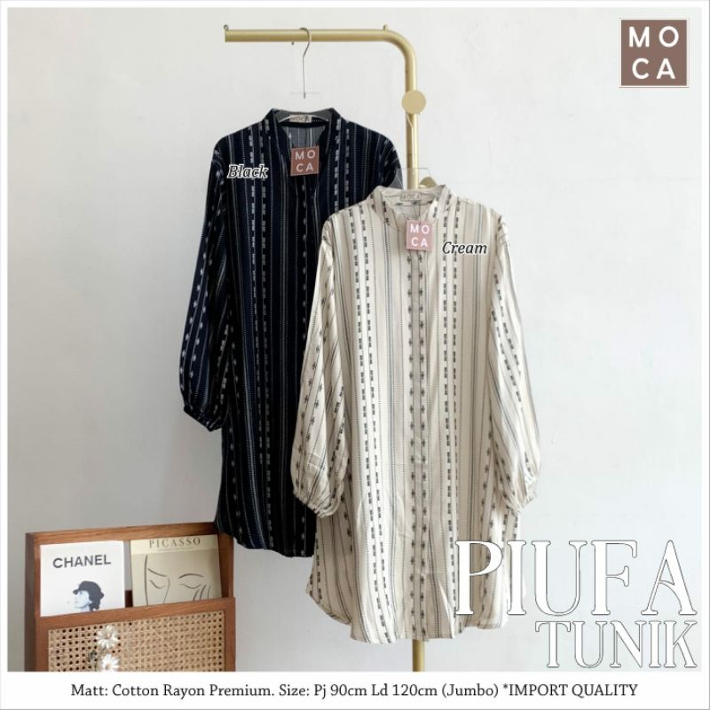 PIUFA TUNIK ORI MOCA // Baju Atasan Wanita Tunik Katun Import Bergaris Best Seller