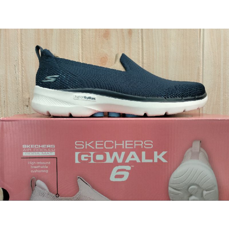 SKECHERS GO WALK 6 BRIGHT STARS WOMENS - 124572/NVLB ( SIZE : 37, 37½, 40 )