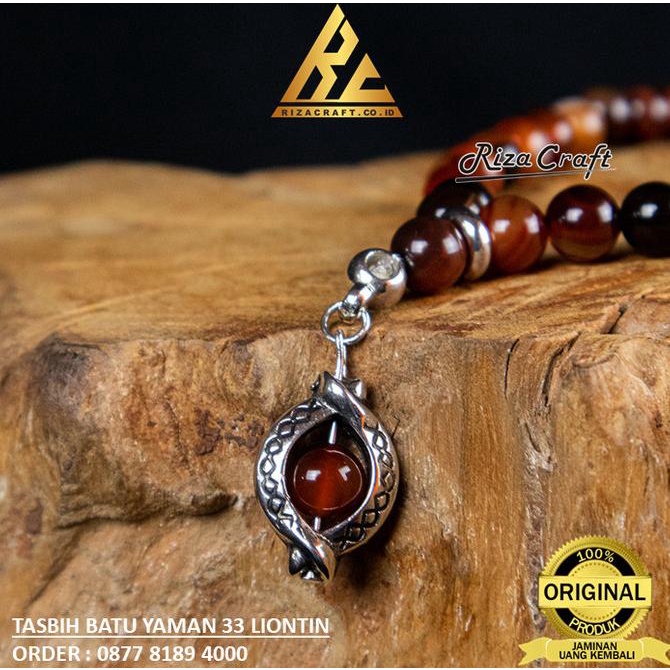 Tasbih Muslim Batu Akik Cantik Liontin Yaman Sulaiman 33 Butir Premium
