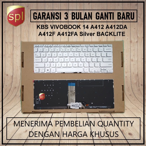 Keyboard Laptop Asus Vivobook 14 A412 A412DA A412F A412FA Silver Backlite