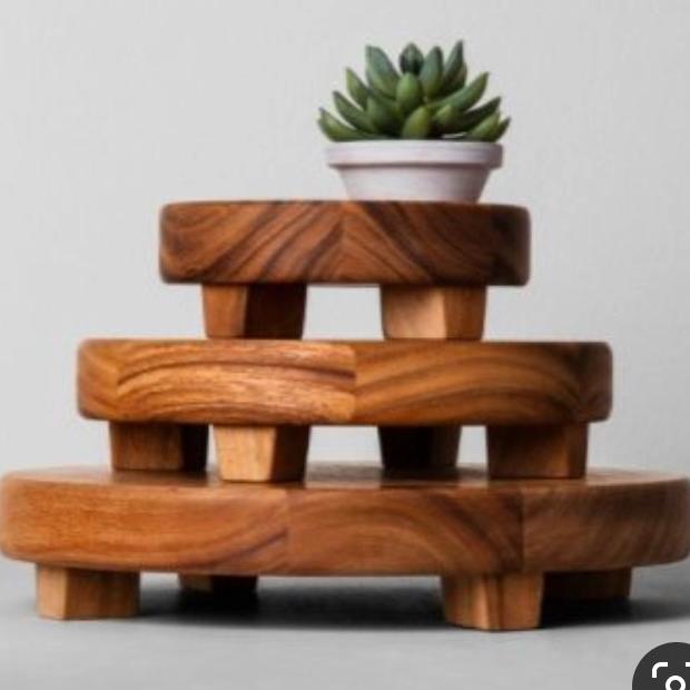 Talenan Kayu Besar Bulat 30Cm Jati Asli Pake Kaki