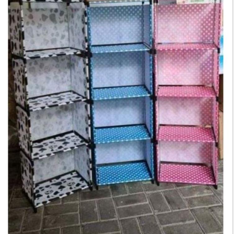 Big Sale rak buku portable 3 susun 3 tingkat + tutup belakang dan 4 pipa penyanggah 