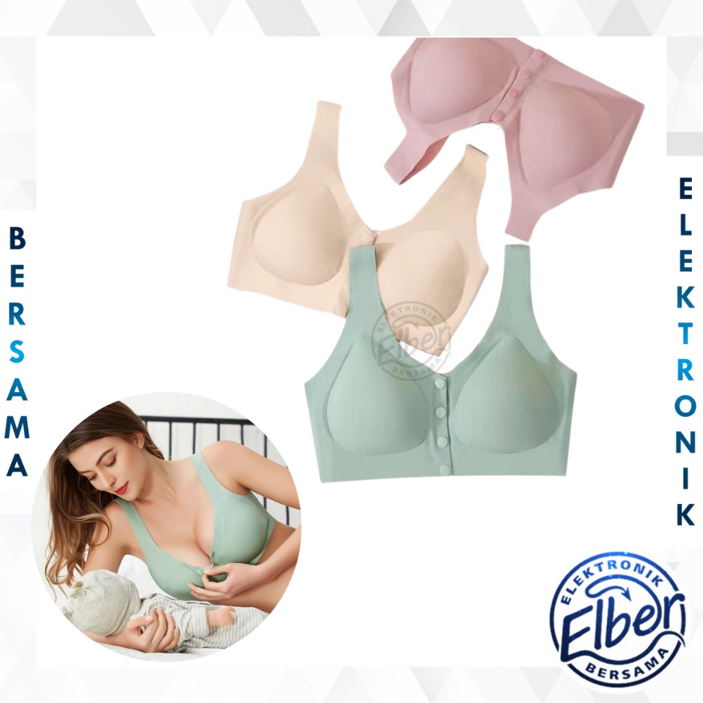ELBER BRA522 Bra Sport Tanpa Kawat Kancing Depan Bahan Lembut BH Kehamilan Menyusui Sportbra Olahrag