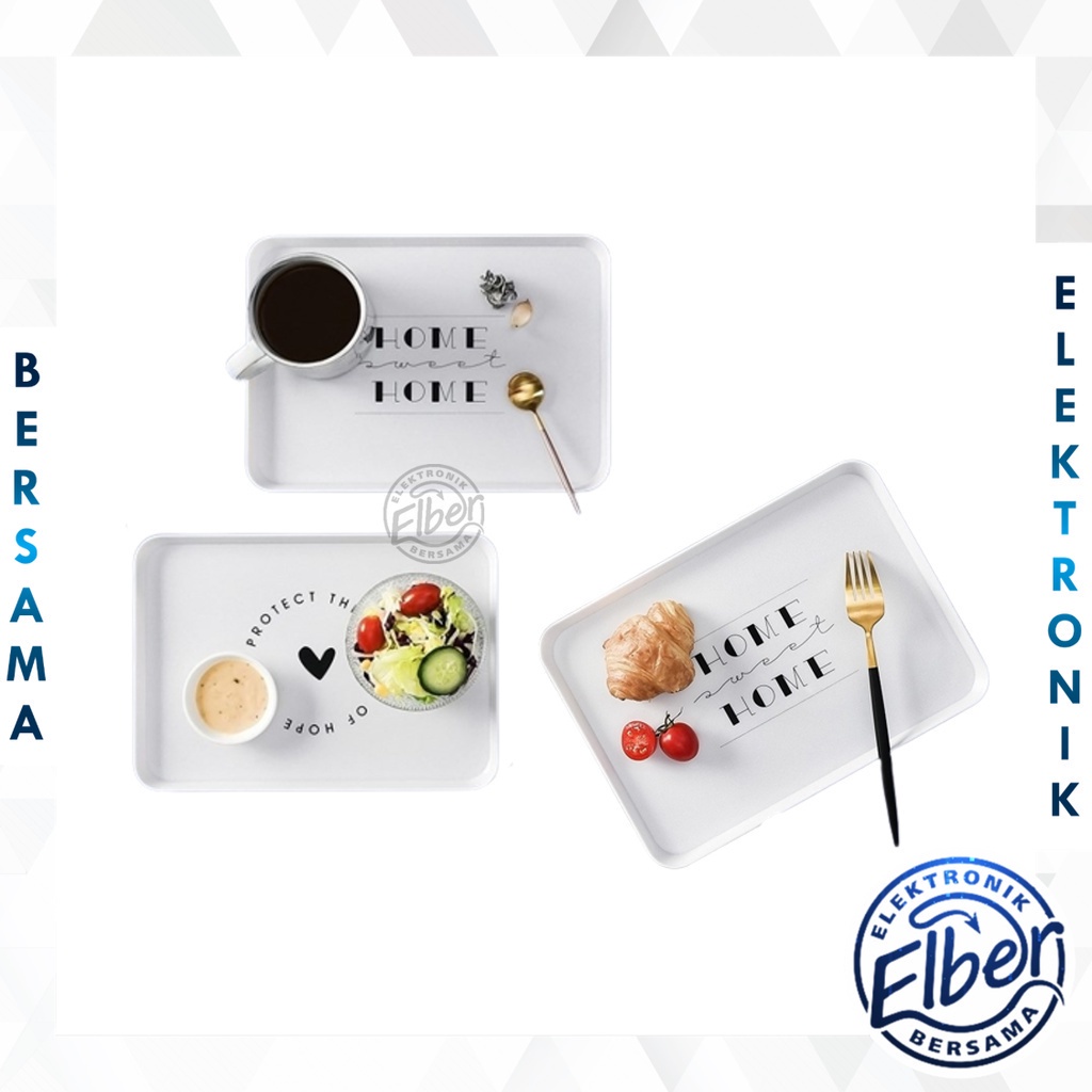 ELBER HL0291 Nampan Makanan Plastik Putih Tatakan Piring Makanan Minuman Wadah Saji Petak Talam Temp