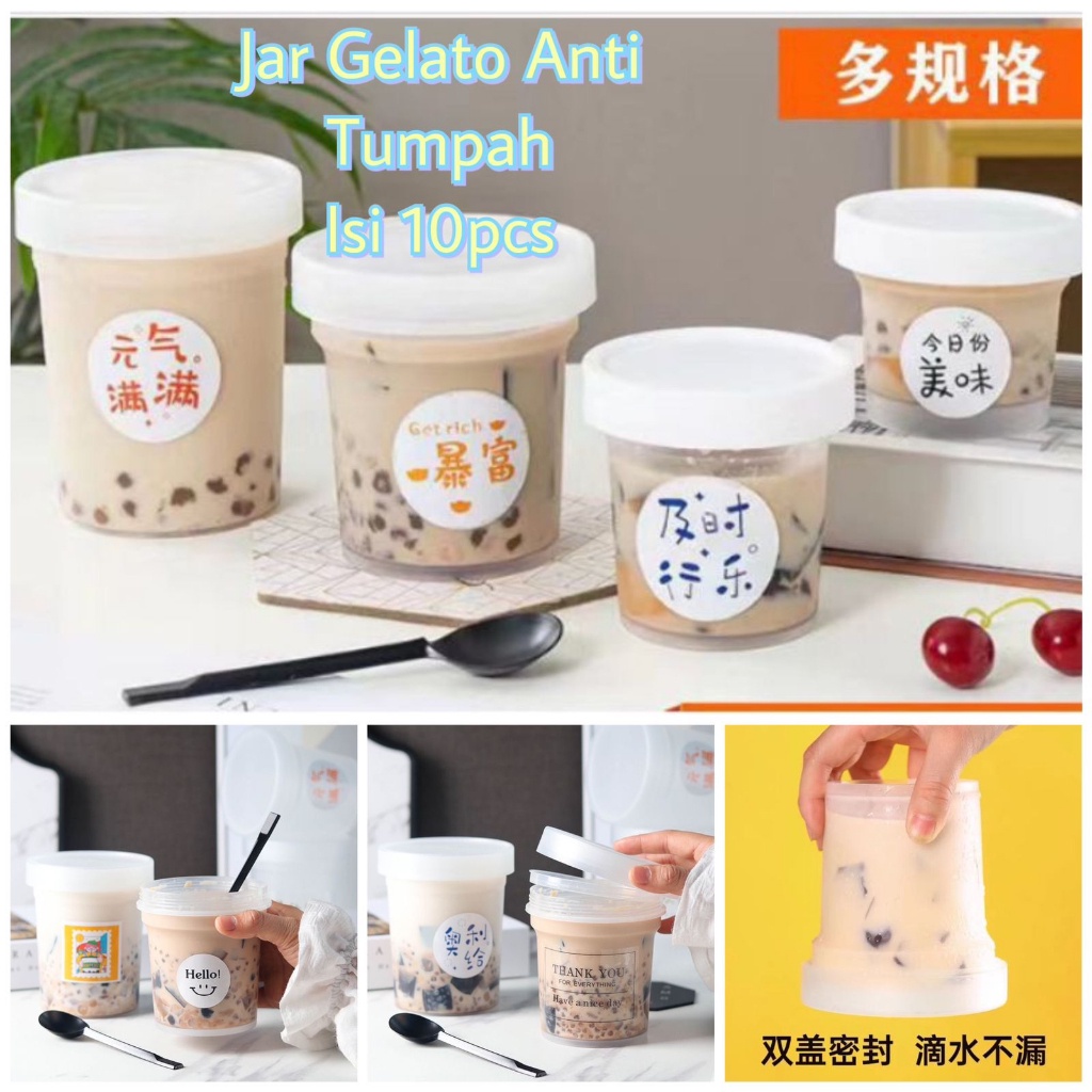 10Pcs Jar Toples Ember Box Dessert Numan Jar Gelato Anti Tumpah